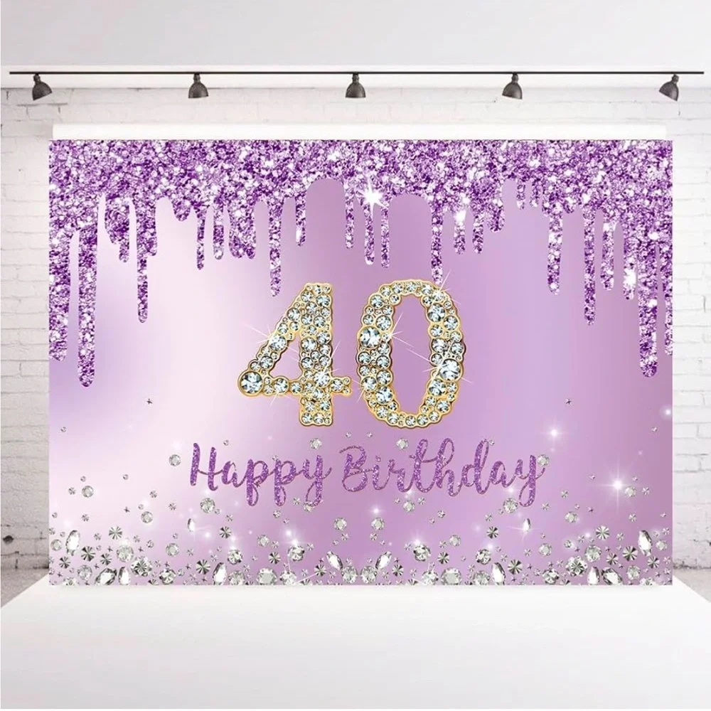 Purple Happy 40th Birthday Photography Background